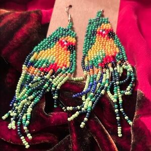 Handcrafted Beaded Parrot Earrings